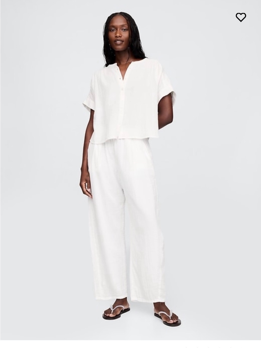 Gap Cotton Gauze Easy Barrel Pants - ankle pant.  Size Large Petite.  White.